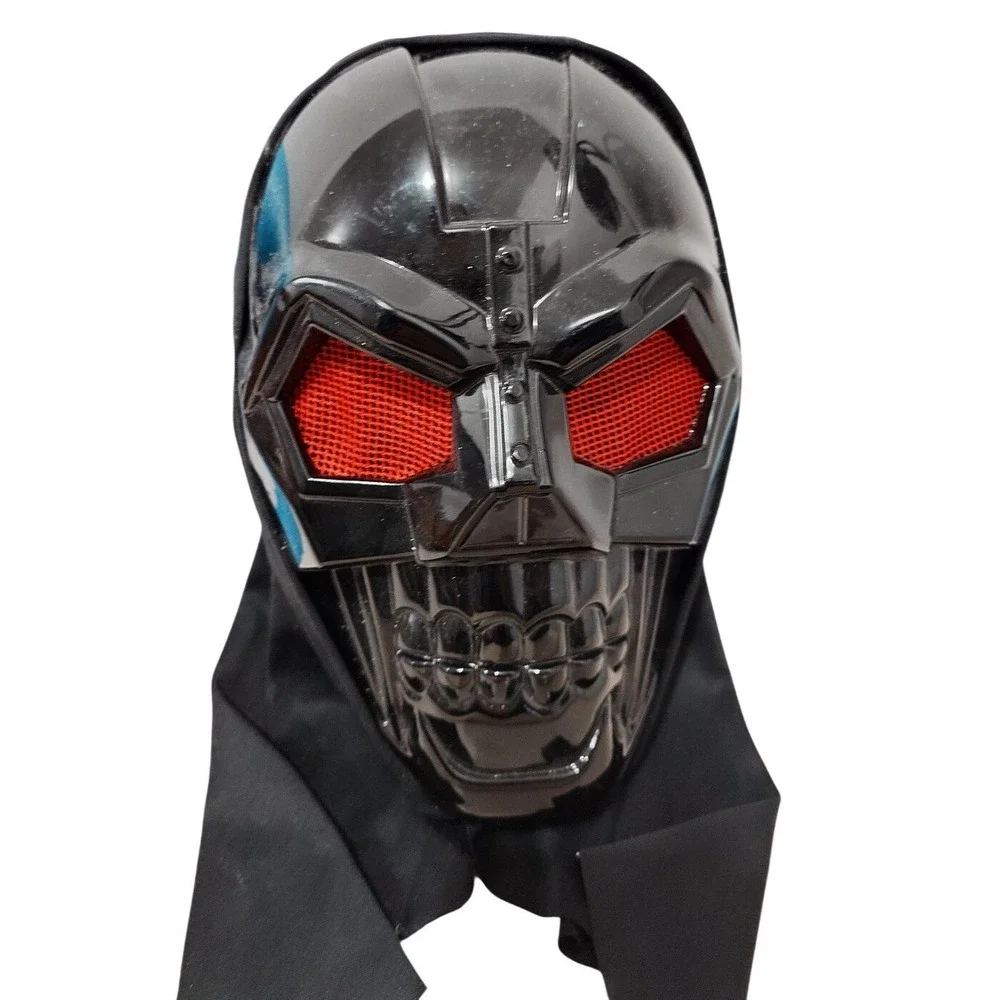 Skull Mask‎ Plastic Hooded Black Red Mesh Eyes Costume One Size Adult Horror